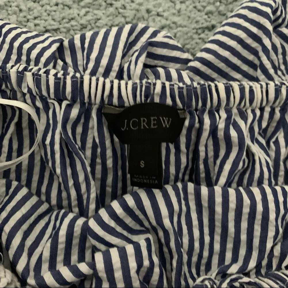 Jcrew seersucker strapless jumpsuit small